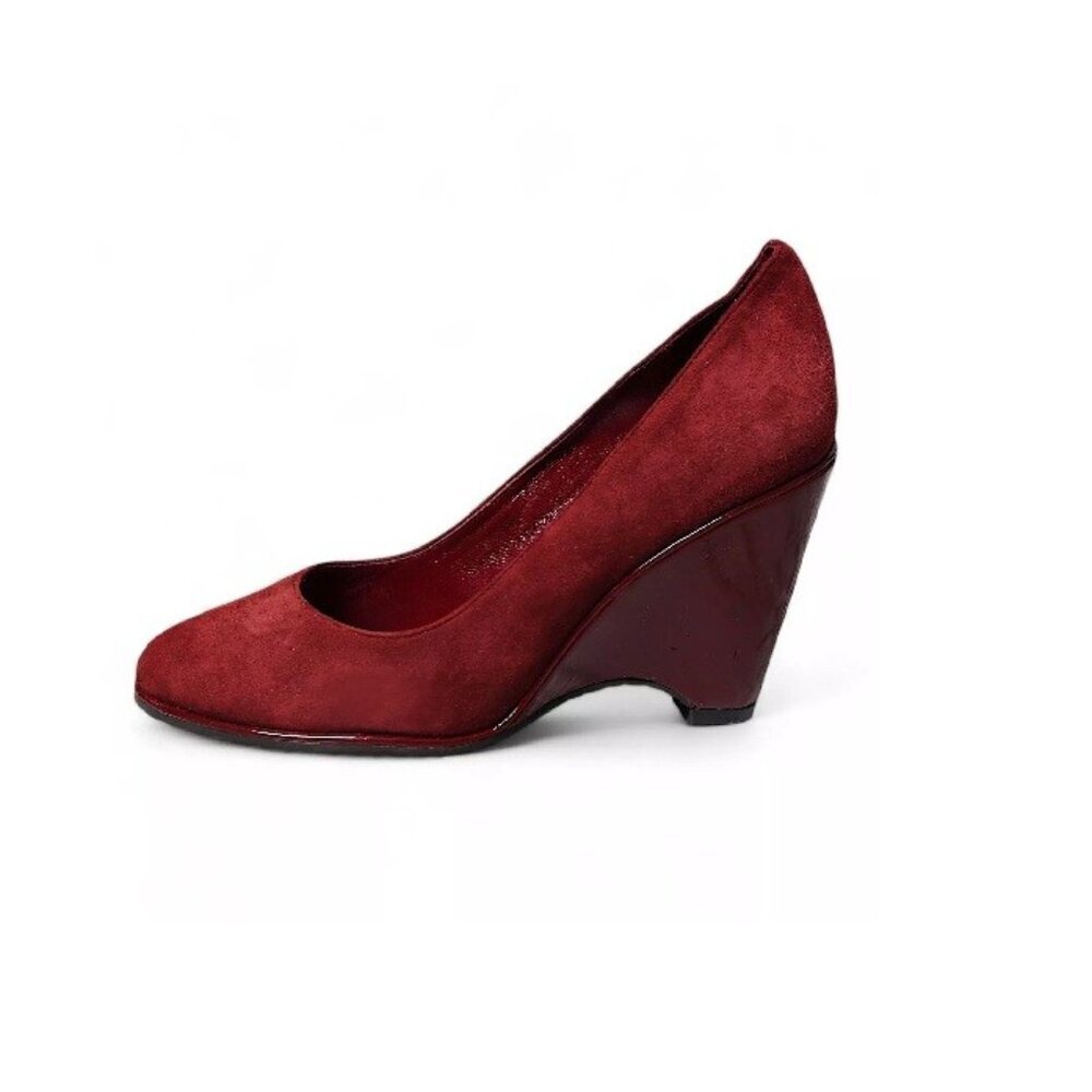 Cole Haan X Nike‎ Air Wedge Heels Pumps Burgundy Maroon Red Suede Size 8
